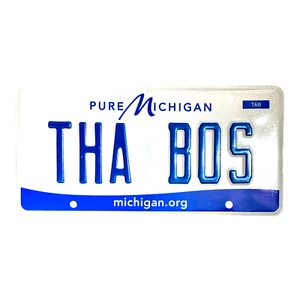GRAPHIC VANITY LICENSE PLATE " THA BOS "  THE BOSS BRUCE SPRINGSTEEN  E ST BAND - Picture 1 of 1