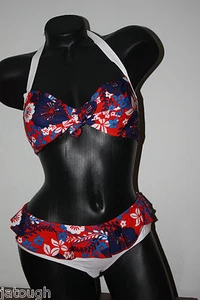 Pistol Panties ~ MARILYN ~ bikini set BNWT UK 12 Medium Denim Flower - Picture 1 of 1