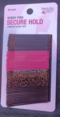 48 COUNT CVS SECURE HOLD COMFORT GLIDE TIPS BOBBY PINS BRN, PINK & LEOPARD - Image 1 of 2
