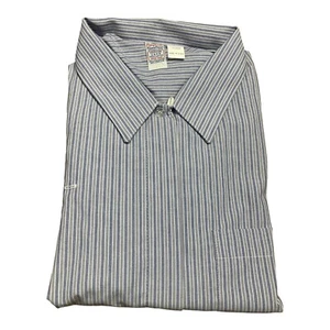 VTG NOS Flying Cross Service Shirt Service Blue Striped Long Sleeve Sz M - Picture 1 of 2