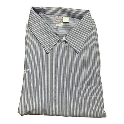 VTG NOS Flying Cross Service Shirt Service Blue Striped Long Sleeve Sz M - Image 1 of 2