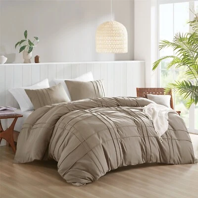 All Season Bedding Soft Microfiber Grid Duvet Cover Set Twin Full Queen King Cal - Image 1 of 4