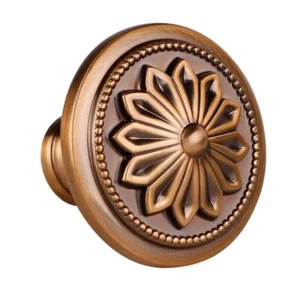 15 Pack Antique Brass Knobs 1.4" Vintage Flower Cabinet Knobs Dresser & Cabinets - Picture 1 of 8