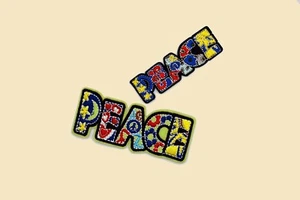 Iron-On Colourful PEACE logo Patch/Words Patch/PEACE Badge/Life Attitude Patch - Picture 1 of 8