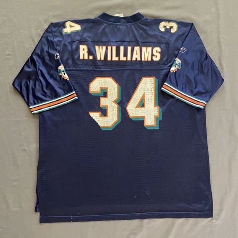NFL Reebok Ricky Williams Mens Football Jersey 2XL Blue Miami Dolphins #34 Cover