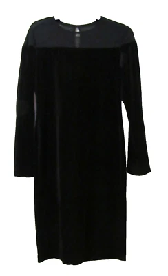 Vestido recto The Vanity Room negro manga campana malla terciopelo talla M Foto 1 de 4