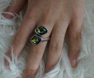 NWT UNO de 50 Elements Crystal Silver Chunky "N'Ice" Statement Ring 7.5 8.5 L XL - Picture 1 of 9