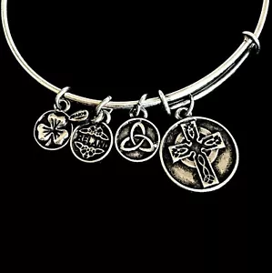 Celtic Irish Charm Adjust Armreif Armband Kreuz Trinity Knot Irland Kleeblatt - Bild 1 von 4