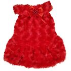 Pies Medium Wakacyjna Czerwona sukienka dla zwierzaka z pasującą broszką z koralików