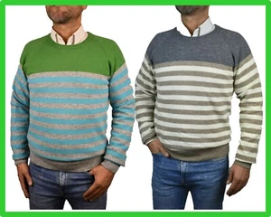 Herren Pullover Wolle Slim Fit Strickpullover gemustert Streifen S 44 - Bild 1 von 19