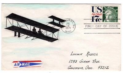 C80 Liberty 17c Airmail FDC 1971  - Herman Maul Hand-Painted Lakehurst NJ - Image 1 of 2