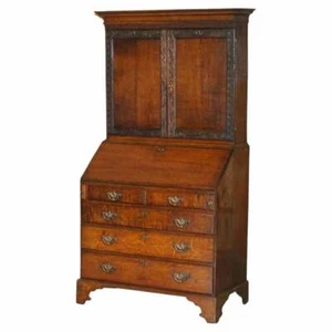 GEORGE III CIRCA 1760 ENGLISH OAK THOMAS CHIPPENDALE CARVED BUREAU BOOKCASE - Picture 1 of 12