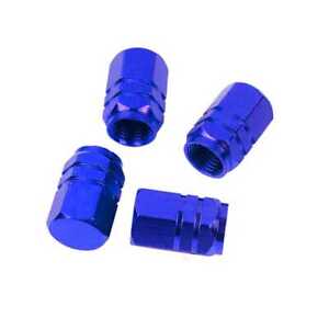 4 Tapones Metalicos Hexagonal Azul para Rueda Valvulas Schrader Coches Motos