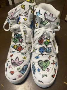 Adidas Jeremy Scott Sneakers Men's US M9 White High Top Shoes Used Fashion #3 - Picture 1 of 5