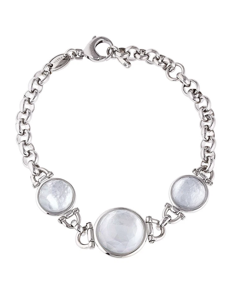 Brazalete de eslabones de cadena con gota de luna tono plata fósil #238 Foto 1 de 1