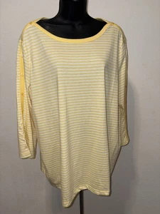 American Sweetheart Damen 1X Pull Over Bluse Oberteil 3/4 Ärmel U-Ausschnitt Knöpfe - Bild 1 von 9