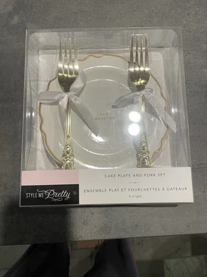 Juego de 2 platos y tenedores para pastel de boda - Nuevo Foto 1 de 4