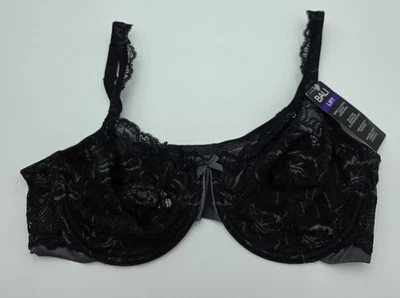 Sujetador Bali para mujer negro encaje con aros cobertura completa ajustable costura elevación 6543 Foto 1 de 3