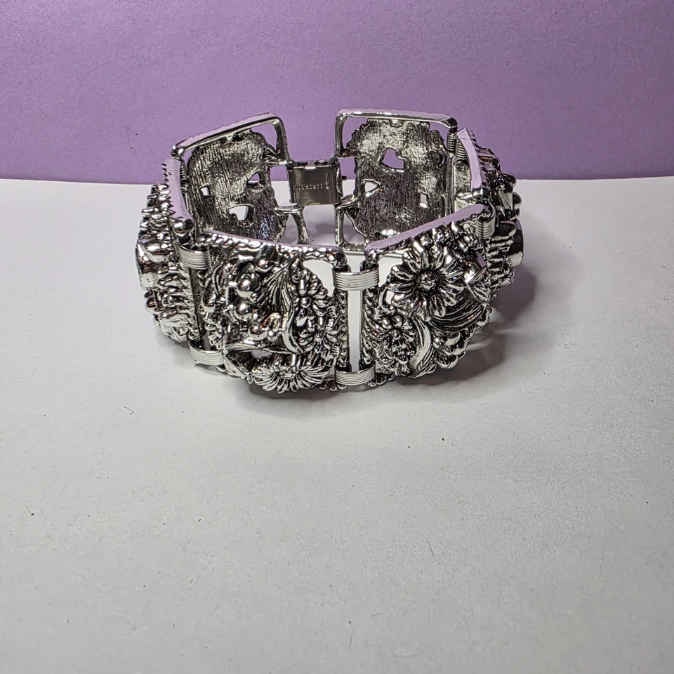 Винтажный антикварный садовый широкий цветочный 6-панельный браслет Sarah Coventry 7,5 дюйма - Изображение 1 из 4