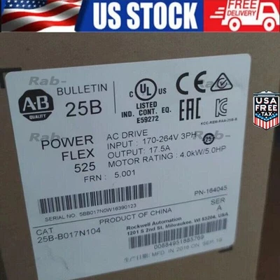 25B-B017N104 PowerFlex 525 ,240VAC 3HP 2022 US Free Tax - Image 1 of 4
