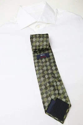 Mc Leonardo Tie Men One Size Green Checked Pattern Pointed - Image 1 of 4