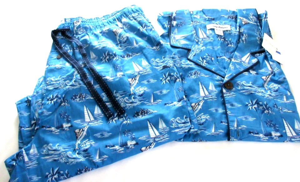 Tommy Bahama Para hombres Tejido Cuello Muesca Pantalón Largo PJ Set Tropical Sea Life Nuevo con Etiquetas Foto 1 de 4