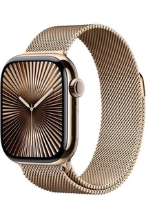 Apple Watch Gen 10 Série 10 Cellules 42mm Or Titane - Boucle Milanaise Dorée - Photo 1 sur 7
