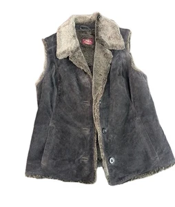 Eddie Bauer Seattle Wildleder Braun Weste Button Down S Leder - Bild 1 von 5