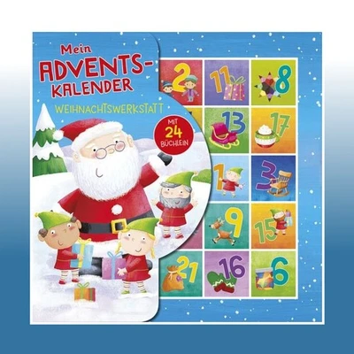 PLANET MEDIEN GMBH Weihnachtswerkstatt - Mein Adventskalender: Mit 24 Büchlein in Kalender-Box