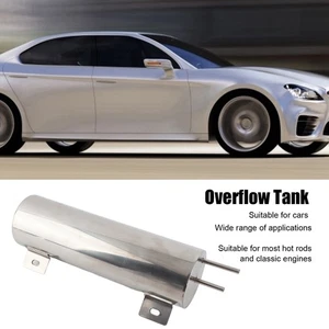 Radiator Tank Overflow Polished W/ Brackets Bolts Screws Supplies 3x10 LIF - Picture 1 of 14