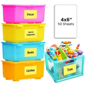 Large Bin Labels for Storage (50 6x4) - Pantry, Organizing, Craft, Shelf, Tot... - Picture 1 of 8