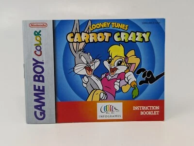 Looney Tunes Carrot Crazy (Nintendo GBC Gameboy Color) Instruction Manual ONLY - Image 1 of 2