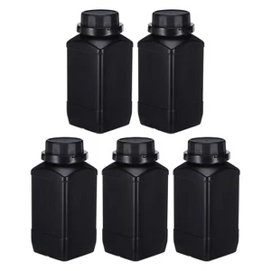5 botellas de reactivo de 1000 ml, botellas cuadradas de boca ancha de HDPE negras - Imagen 1 de 6