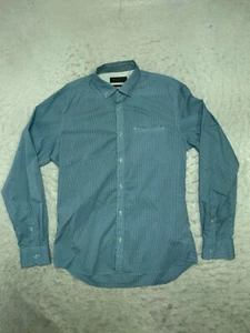 Industrie Blue Size S 37-38 Tailored Fit Cotton Nylon Spandex Mens Button Shirt - Picture 1 of 8