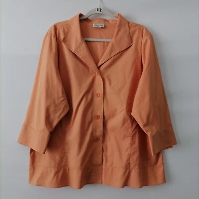 Coldwater Creek Womens Orange Check Long Sleeve Button Up Outdoor Blazer Size 2X - Image 1 of 4