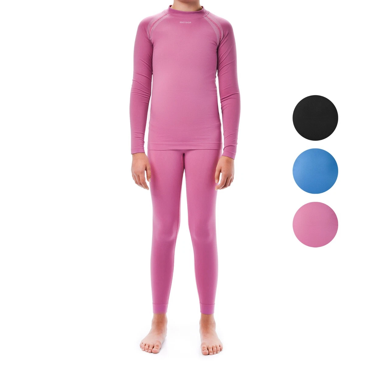 Dresmannst Ultra Dry Thermounterwäsche Für Kinder – Fleecegefütterte Long Johns & Hemd, Schwarz, Unisex