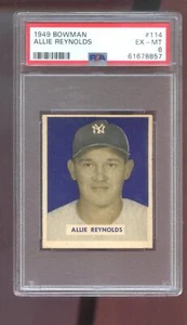 1949 Bowman #114 Allie Reynolds PSA 6 Graded Baseball Card MLB New York Yankees - Picture 1 of 2