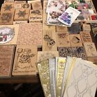 Wooden Stamps Print Arts Crafts Scrap Book Card Making Job Lot Christmas Quality