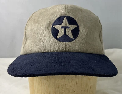 Vintage TEXACO Embroidered Star Corduroy Multicolor Strap-Back Trucker Hat USA - Image 1 of 4