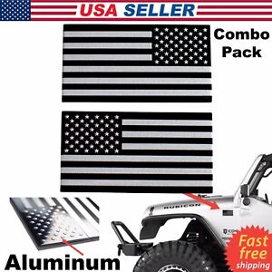 3D METAL American Flag Sticker Decal Emblem Bike, Auto, Truck, Black & Silver 
