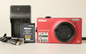 Nikon COOLPIX S6000 14MP Red Compact Digital Camera from Japan - Picture 1 of 16