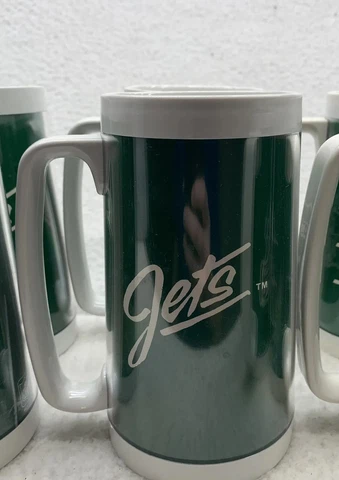 Vintage 16oz New York Jets NFL Football Mug Beer Stein Plastic Thermo-serv USA Cover