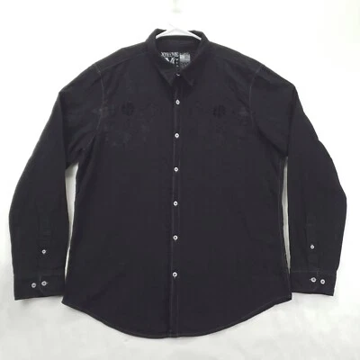 Camisa masculina Xtreme Couture XL preta 100% algodão manga longa clássica abotoada - Imagem 1 de 4