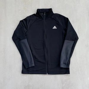 Adidas Boys Track Jacket Age 13-14 Black Grey Full Zip Tech Jogger Stripe Logo - Picture 1 of 10