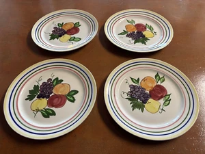 4-Blue Ridge Southern Potteries fruit design Plates 9 In - Picture 1 of 7
