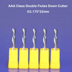 5 Stck. HQ Downcutter zwei Doule Flöte linke Hand CNC Fräser Endfräsbits 3,175x22 mm - Bild 1 von 1