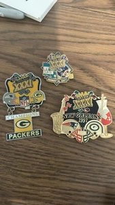 (3) Vintage Green Bay Packers Super Bowl XXXI Pins Patriots NFL Football 1997 - Picture 1 of 5
