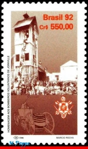 2381 BRAZIL 1992 FIREMEN OF JOINVILLE, FIREFIGHTER, MI# 2488 RHM C-1810, MNH - Picture 1 of 2