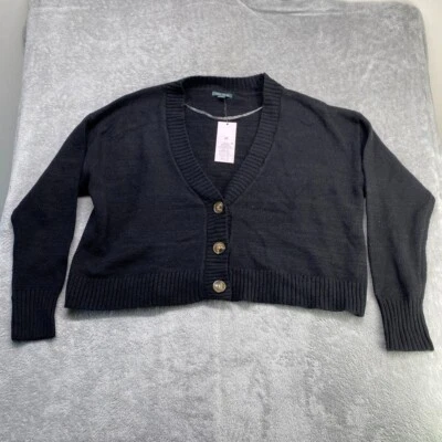 Suéter Cárdigan Recortado Tejido Wild Fable Talla XS Negro Foto 1 de 4