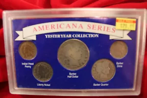 AMERICANA SERIES 5-COIN SET,  BARBER HALF,   COINS IN PRESENTATION CASE LENSE - Picture 1 of 2